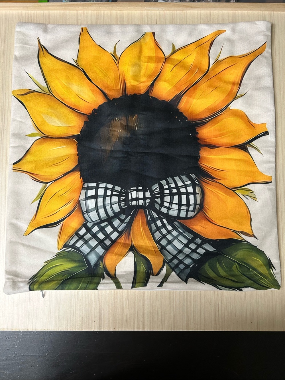 Set of 4 Sunflower Throw Pillow Covers 18x18 Farmhouse Buffalo Plaid Fall Decor